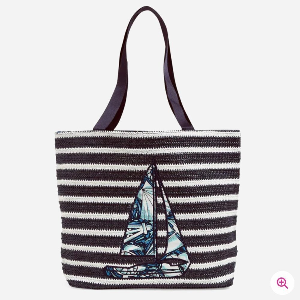 Vera Bradley Straw Tote Bag Shore Enough NWT - Picture 1 of 6